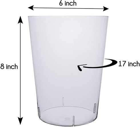 Exquisite 6 Pack Of 96 Ounce Disposable Silver Glitter Clear Plastic Ice Bucket For Parties - Good As One Large Champagne Chiller Or Classic Wine Bottle Chiller