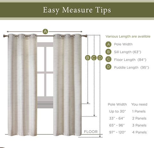 Hyde Lane Linen Textured Window Curtains for Living Room Rustic Farmhouse Style Bedroom Drapes | Grasscloth Look with Room Darkening & Grommets Decor - Off/White 40x63 Inches, 2 Panels