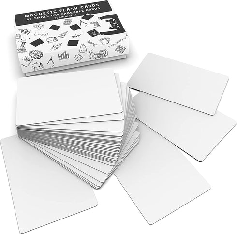 Attractivia 2.8 x 1.8 in Magnetic Small Blank Cards, Dry Erase Whiteboard Magnets, 40-Pack, Multipurpose White Erasable Labels to Write On for Office, Education, Home