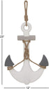 Deco 79 98864 Wood and Rope Anchor Wall Decor, White/Gray/Darkgray/Brown