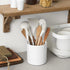 White Kitchen Utensil Holder, DOWAN Ceramic Utensil Crock with Table-Protection Cork Mat, Weighted Utensils Organizer Caddy for Kitchen Counter, Rust Proof, Classic Minimalistic White