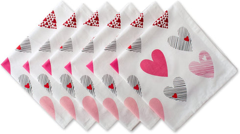 DII Valentine's Day Table Top Collection, Napkin Set, 20x20, Hearts Collage, 6 Piece