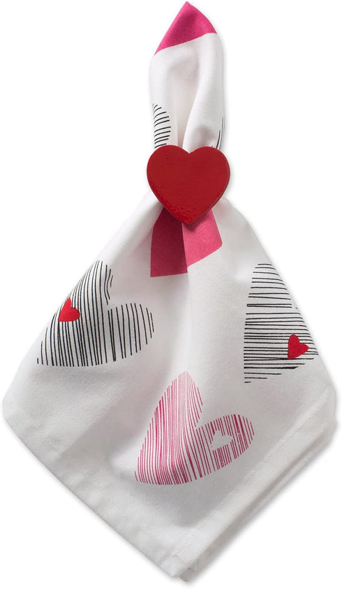 DII Valentine's Day Table Top Collection, Napkin Set, 20x20, Hearts Collage, 6 Piece