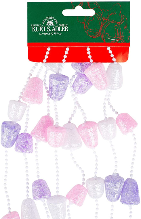 Kurt Adler Pink Purple and White Glittered Gum Drop Garland 9 Feet Long H2051 New