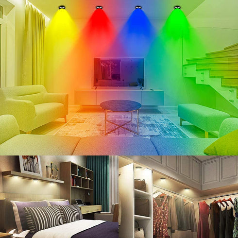 AutoEuropa Wireless Color Changing Closet Light,Wireless Under Cabinet Lighting with Remote Control Function 6 Pack,Battery-powered Lighting Can Be Used Under Counter Lighting,Kitchens,Cabinets,Shelve