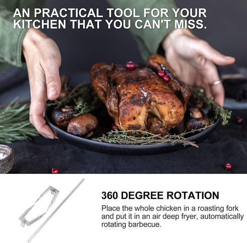 Cabilock Air Fryer Universal Rotisserie Baking Stainless Steel Creative Rotating Roast Chicken Fork Grill Rotisserie for Home Kitchen