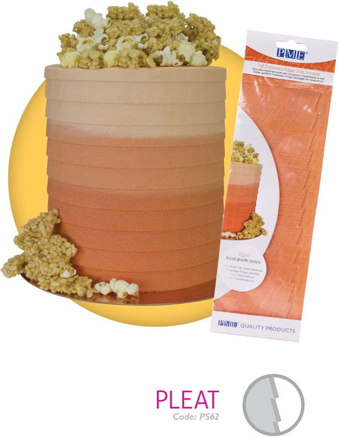 PME Tall Patterned Edge Side Scraper for Cake Decorating-Pleat, 10 in, Transparent
