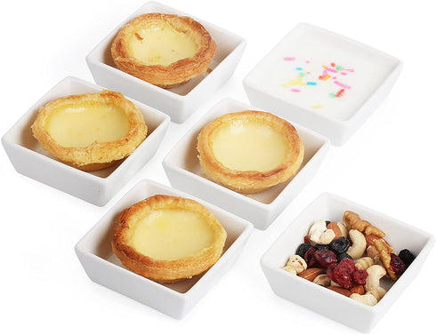 BTaT- Ramekins 4 oz Square, Set of 6 Ramekins for Baking, Creme Brulee Dishes, Souffle Cups, Flan Pan, Sauce Cups, Custard Cups, Pudding Cups, Desert Bowls, Dipping Bowls, Baking Bowls, Small Ramekins