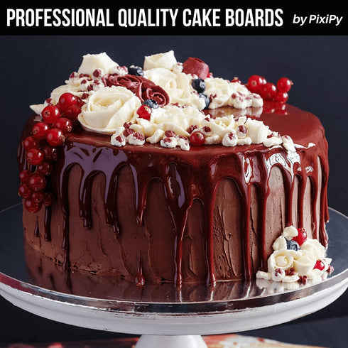 12 Inch Cake Boards - 4-Pack Cake Drums 12 Inch Dia. - Disposable Silver Cake Board Circles - Reusable Round Cake Boards - Cake Base Cardboard Cake Rounds - Cake Decorating Supplies & Baking Supplies