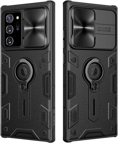 Samsung Galaxy Note 20 Ultra 5G Case with Ring Kickstand and Camera Lens Cover, CamShield Armor Shockproof PC & TPU Bumper Hybrid Protective Cover (Black,Note 20 Ultra/Note 20 Ultra 5G)