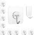 Adhesive Hooks.Heavy Duty Self Wall Hooks15lb(Max),Waterproof and Oilproof Transparent hooks11 Pack