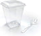 Zappy 42 5 oz Tall Square Mini Dessert Cups with Lids and Tasting Spoons, Large Dessert Glasses Shot Glasses Trifle Bowl, Clear Disposable Plastic Dessert Tumbler Cups Small Party Cups