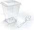 Zappy 42 5 oz Tall Square Mini Dessert Cups with Lids and Tasting Spoons, Large Dessert Glasses Shot Glasses Trifle Bowl, Clear Disposable Plastic Dessert Tumbler Cups Small Party Cups