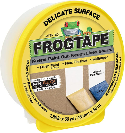 FROGTAPE 280222 Delicate Surface Painter's Tape with PaintBlock, 1.88 inch Width, Yellow