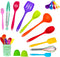 TIBLEN 18 pcs Silicone Kitchen Cooking Utensil Set, Non-stick Heat Resistant Cookware, BPA Free Non-Toxic Tools,Turner Tongs Ladle Spoon Whisk, Dishwasher Safe -Colorful