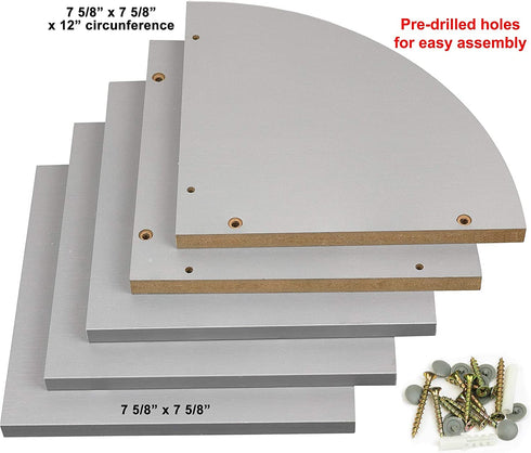 Greenco Zigzag 2 Tier Corner Floating Shelves, Gray Finish.