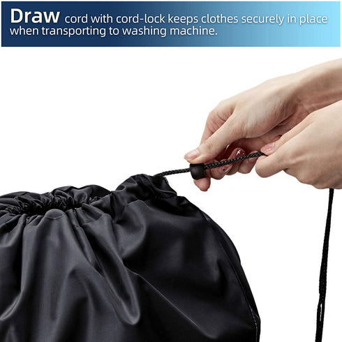 NICOGENA Wash Me Laundry Bag 2 packs, 28x40 inches Rips & Tears Resistant Large Dirty Clothes Storage Bag, Machine Washable, Heavy Duty Laundry Hamper Liner for College Students, Black