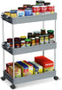 NOTHEIA Storage Cart 3-Tier, Bathroom Organization Slide Out Cart, Laundry Organization and Storage Utility Cart, Snack Cart with Wheels Thin Space Solutions, Grey
