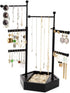 Emfogo Jewelry Organizer Stand - 6 Tier Jewelry Holder with Adjustable Height Necklace Holder Organizer Display & Storage for Earrings Ring Bracelet (Black)