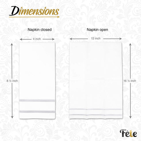 Fete Decorative Hand Towels Disposable, Silver Design 100 Linen-Feel Guest Towels Formal Dinner, Anniversary, and Wedding Napkins for Tables, Guestrooms, and Restrooms - 8.5x 4-Inches Folded,