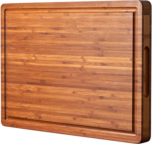 Wood Cutting Board for Kitchen, 1" Thick Butcher Block, Cheese Charcuterie Board, with Side Handles and Juice Grooves, 16x11"