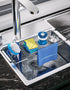 Telescopic Sink Caddy Sponge Holder, Expandable 13-3/4" to 18" Kitchen Sink Organizer with Dish Clothes Hanger for Brush Dishwashing Liquid, Over Sink Rack Rustproof & Non-Slip, Stainless Steel