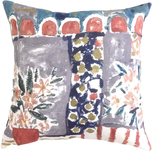 Sofa Throw Pillow Covers - 18x18 Inch Set of 4 Decorative Cushion Covers for Living and Bed Room Decor Hand Painted Designs