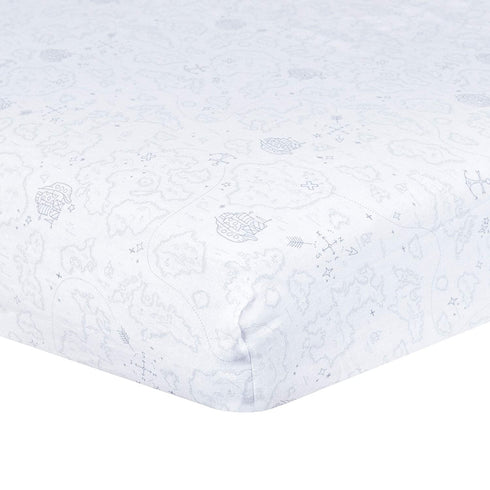 Just Born Boys and Girls Newborn Infant Baby Toddler Nursery 100% Cotton Fitted Bedding Crib Sheet, White/Grey Sail, One Size