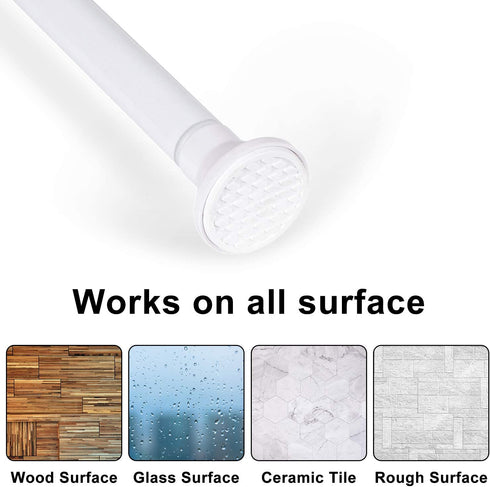 Shower Curtain Rod Tension No Drill, Spring Tension Rod for Windows, Stainless Steel Curtain Rod Adjustable 26-47 Inches, Tension Shower Rod for Bathroom, Kitchen, Window, Closet, Doorway, White
