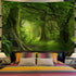 Lahasbja Virgin Forest Tapestry Green Tree in Misty Forest Tapestry Wall Hanging Nature Scenery Wall Tapestry Decor for Living Room Bedroom