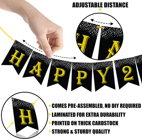 Gold Glitter, Happy 2022 Banner - 10 Feet, No DIY | Happy New Year Banner 2022 for Happy New Year Decorations 2022 | New Years Eve Party Supplies 2022 | New Years Eve Banner 2022 | NYE Decorations