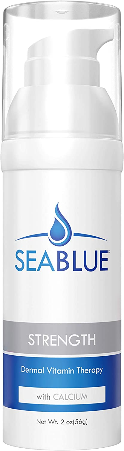 Calcium Magnesium Lotion - Transdermal Vitamins - Absorbs Through the Skin - No More Pills - for Bone Strength by SeaBlue, 1.6 Oz.