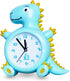 Kids Alarm Clocks, Analog Dinosaur Wall Clock for Kids Room Decor, Desk Clock Non Ticking Dinosaurs Decals for Bedroom Decoration,Blue