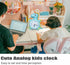 Kids Alarm Clocks, Analog Dinosaur Wall Clock for Kids Room Decor, Desk Clock Non Ticking Dinosaurs Decals for Bedroom Decoration,Blue