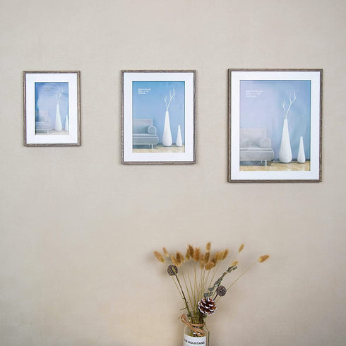 Metrekey 8x10 Picture Frame (3 Pack, Grey Woodgrain), Photo Frame 8x10 for Table Top Display and Wall Mounting Definition Glass Photo Frames