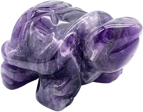 faovramulet Hand Carved Stone Turtle Tortoise Animal Figurine Pocket Statue Sculpture, Amethyst 1.5"