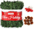 Auihiay 54 Feet Christmas Garland Artificial Christmas Garland with 30 Red Berries and 9 Pine Cones for Christmas Home Holiday Party Outdoor Indoor Decorations