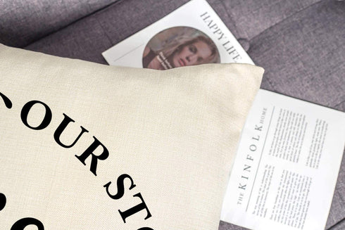 4TH Emotion Farmhouse Decoration Pillow Covers 18x18 Set of 4 Family Saying This is us Our Home Cushion Case for Sofa Couch Linen Porch Decor