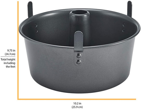 Chicago Metallic Professional 2-Piece 9.5-Inch Angel Food Cake Pan with Feet, 9.5" x 4"