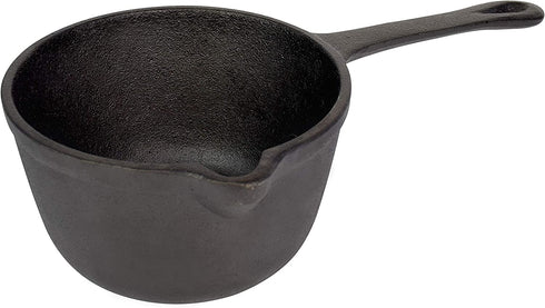 Jim Beam Pre-Seasoned Heavy Duty Construction Cast Iron Basting Pot for Grilling and Oven, Large, Black
