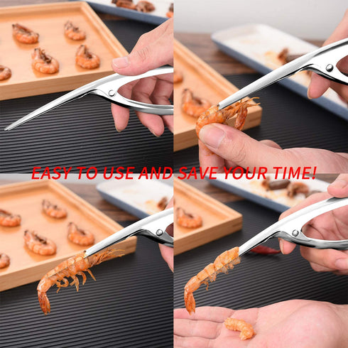Shrimp Deveiner Tool and Peeler Seafood Tools Shrimp Cleaner Knife Premium Stainless Steel Prawn Peeling Machine Tweezers Peel Cleaning Device for Kitchen (2 Multipack)