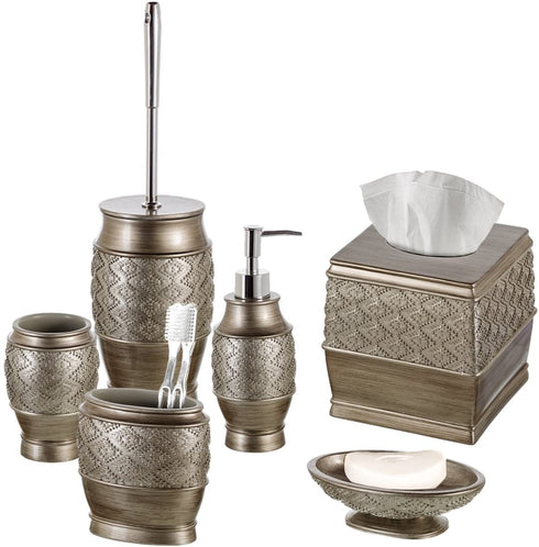 Dublin Decorative Toilet Cleaning Bowl Brush with Holder -(5" x 5" x 15.5"H) Decorative Bowl Scrubber, Space Saving Design, Contemporary Scrubbing Cleaner (Brushed Silver)
