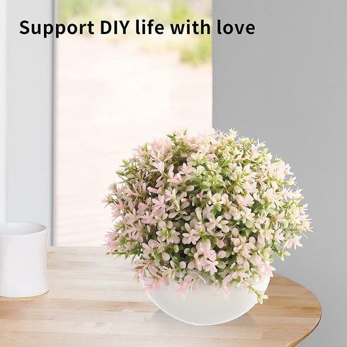 FOURBF 4 Packs Artificial Mini Potted Plants Plastic Faux Topiary Shrubs Fake Plant Flower for Room Office Desk Decoration