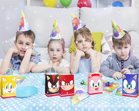 20 Pieces Sonic the Hedgehog Party Supplies, Sonic candy bags, tote bags, gift bags, party favors for boys and girls.
