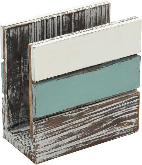 MyGift Rustic Napkin Holder Torched Wood Home Kitchen Napkin Dispenser Rack with Mixed Color Design