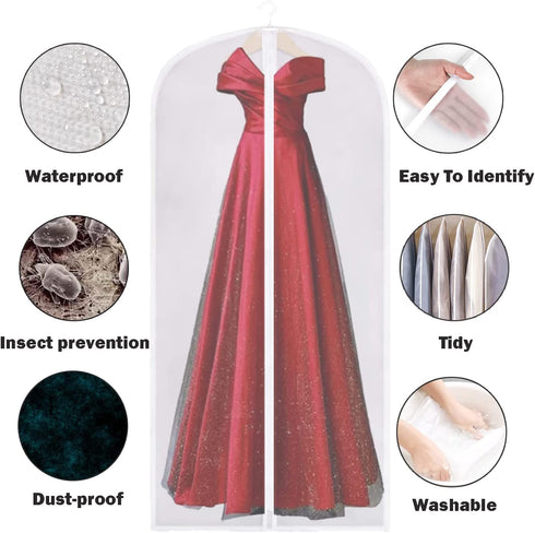 Shlyfen 62 inch Dress Bags for Gowns Long,Garment Bags for Hanging Clothes 23"—62" (3Pcs)