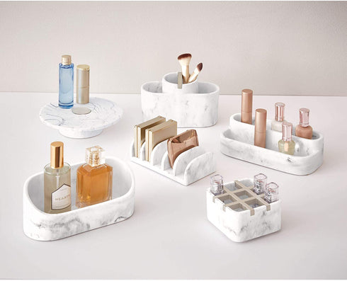 iDesign Dakota 2-Tier Makeup and Cosmetic Storage Bathroom, Countertop, Vanity, 8" x 3.9" x 2.54", Palette Organizer