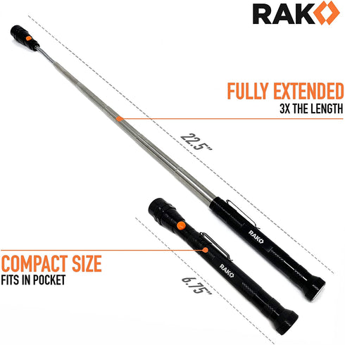 RAK Magnetic Pickup Tool - Telescoping Magnet Stick with 3 LED Lights and Extendable Neck up to 22 Inches - Gifts for Dad, Husband, Truck Driver, Handy Men or Women