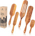 Spurtle set As Seen on TV- Nice-nook 5pc wooden spoons for cooking made with Premium teak wood-Cookware Utensils For Non Stick , Baking, Smashing, Scooping, Spreading, Serving and More-Great gift.