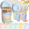 Teivio Kitchen Wheat Straw Dinnerware Set, Dinner Plates, Dessert Plate, Cereal Bowls, Cups, Unbreakable Plastic Outdoor Camping Dishes (Service for 6 (24 pcs with flatware), Multicolor)
